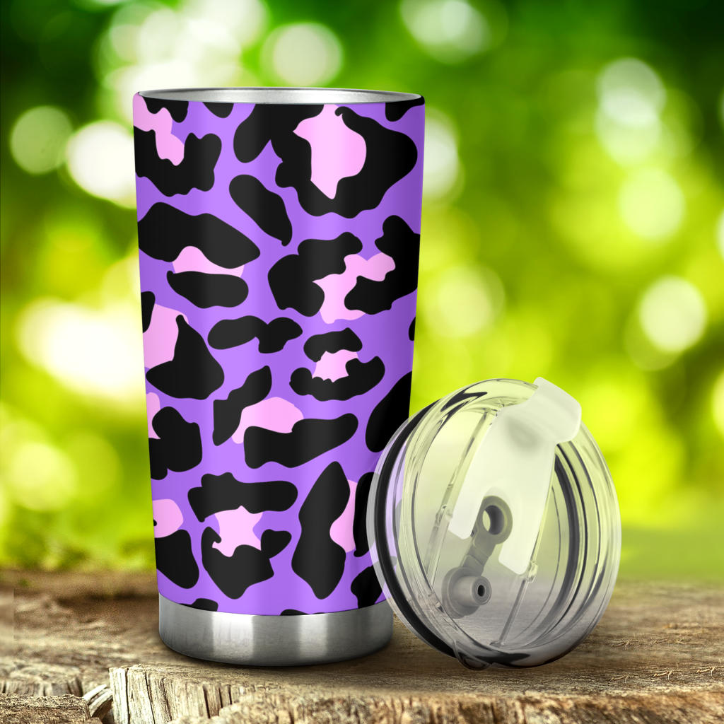 Cheetah Purple Neon Print Pattern Tumbler