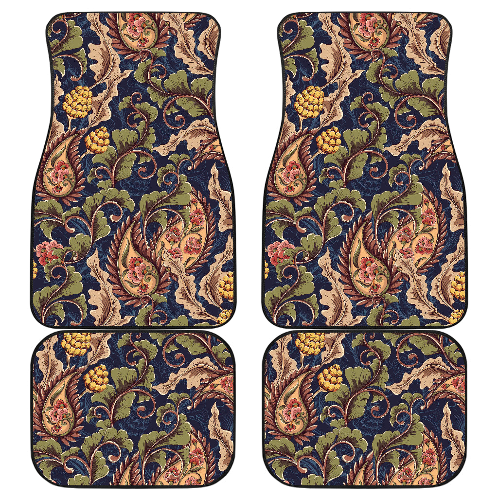 Floral Vintage Classic Print Car Floor Mats Front Back