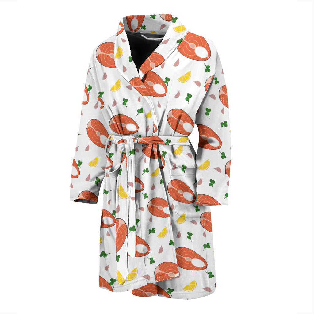 Salmon Steak Print Design LKS303 Men Bathrobe