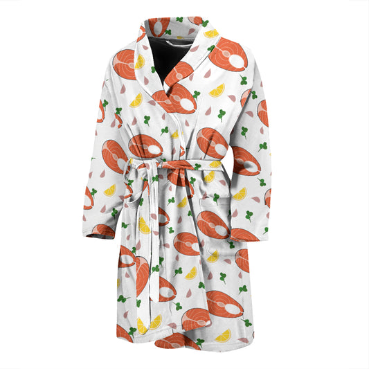 Salmon Steak Print Design LKS303 Men Bathrobe