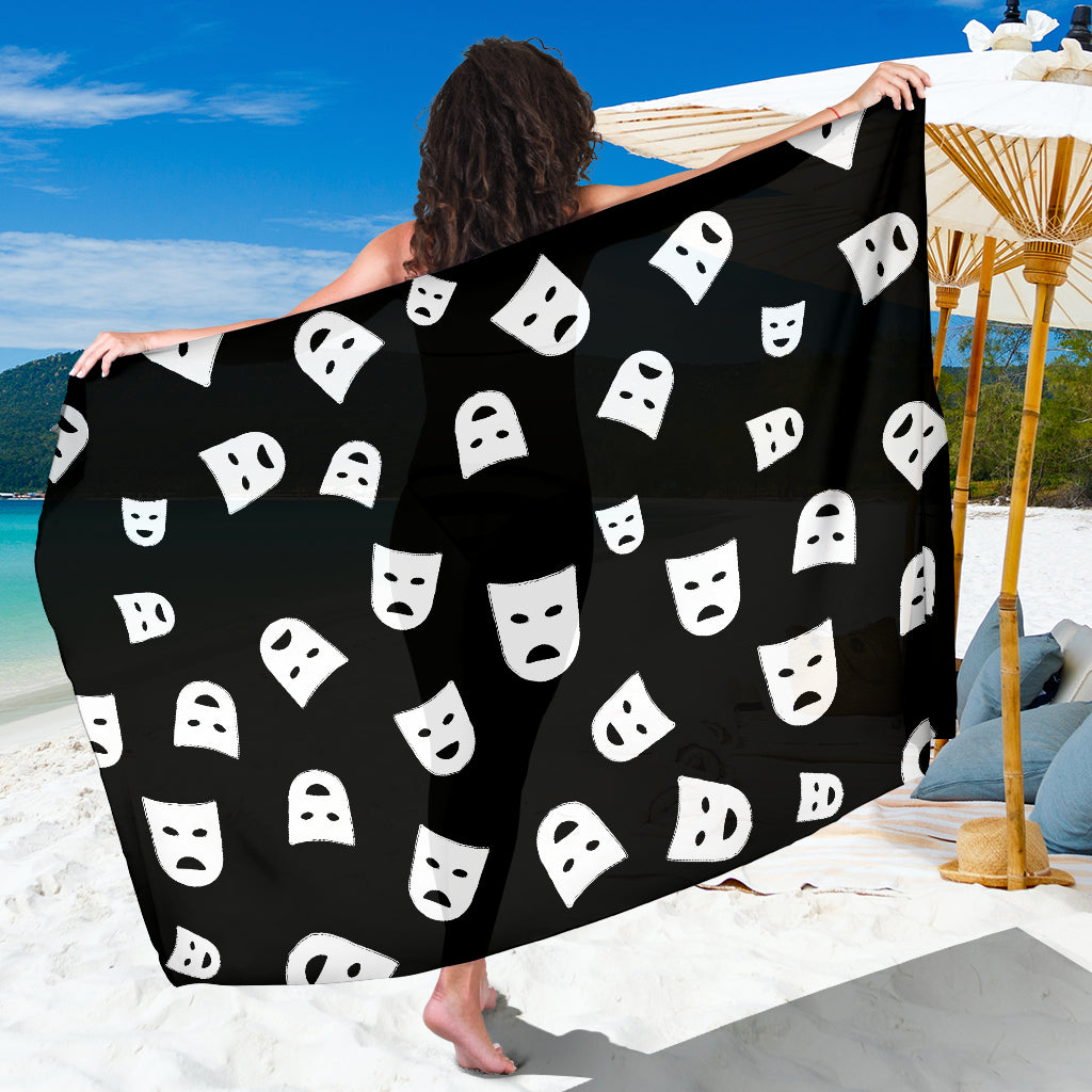 Acting Mask Pattern Print Design 03 Sarong Pareo Wrap
