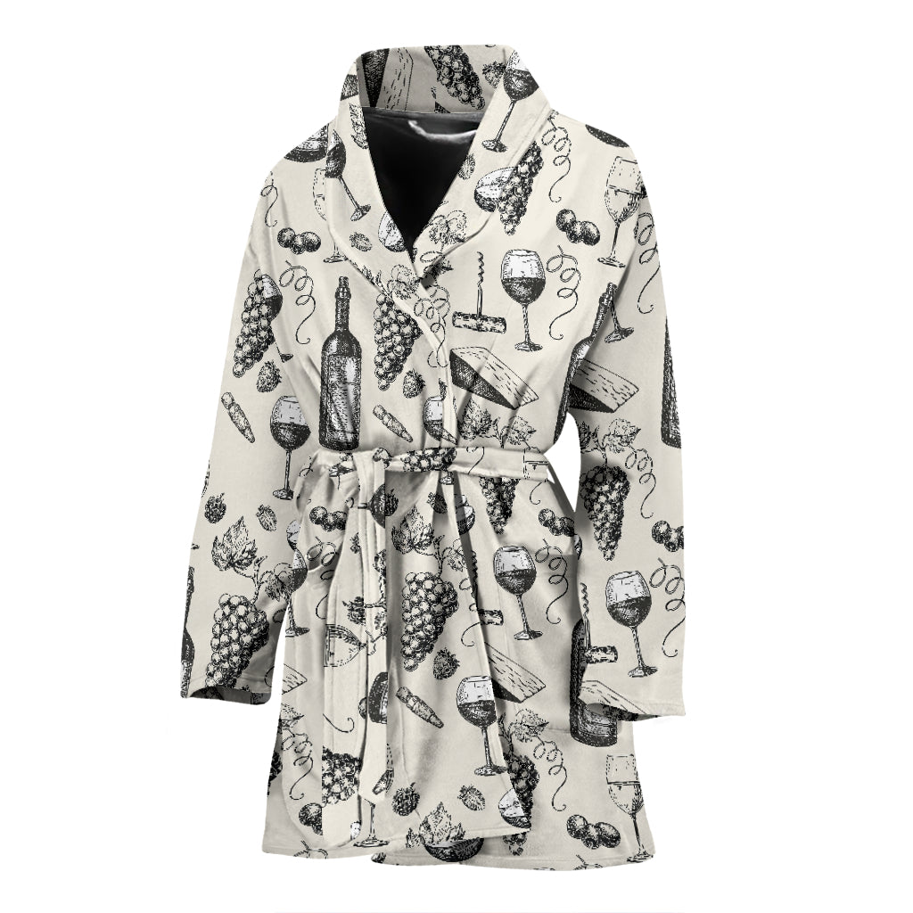 Wine Themed Print Design LKS306 Women Bathrobe