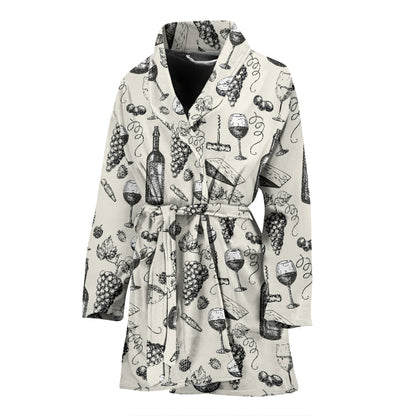 Wine Themed Print Design LKS306 Women Bathrobe