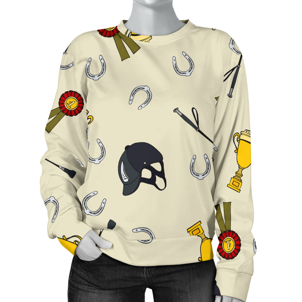 Equestrian Horseshoe Equipment Women Long Sleeve Sweatshirt