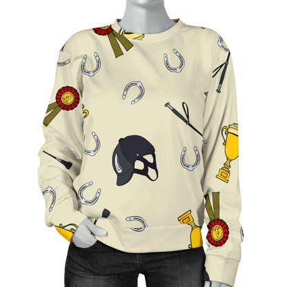 Equestrian Horseshoe Equipment Women Long Sleeve Sweatshirt