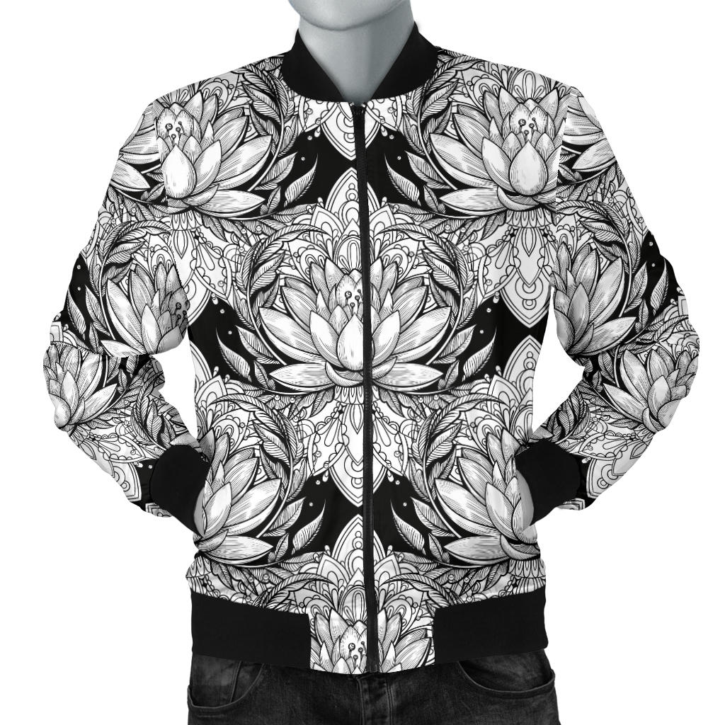 Lotus Mandala Print Pattern Men Bomber Jacket