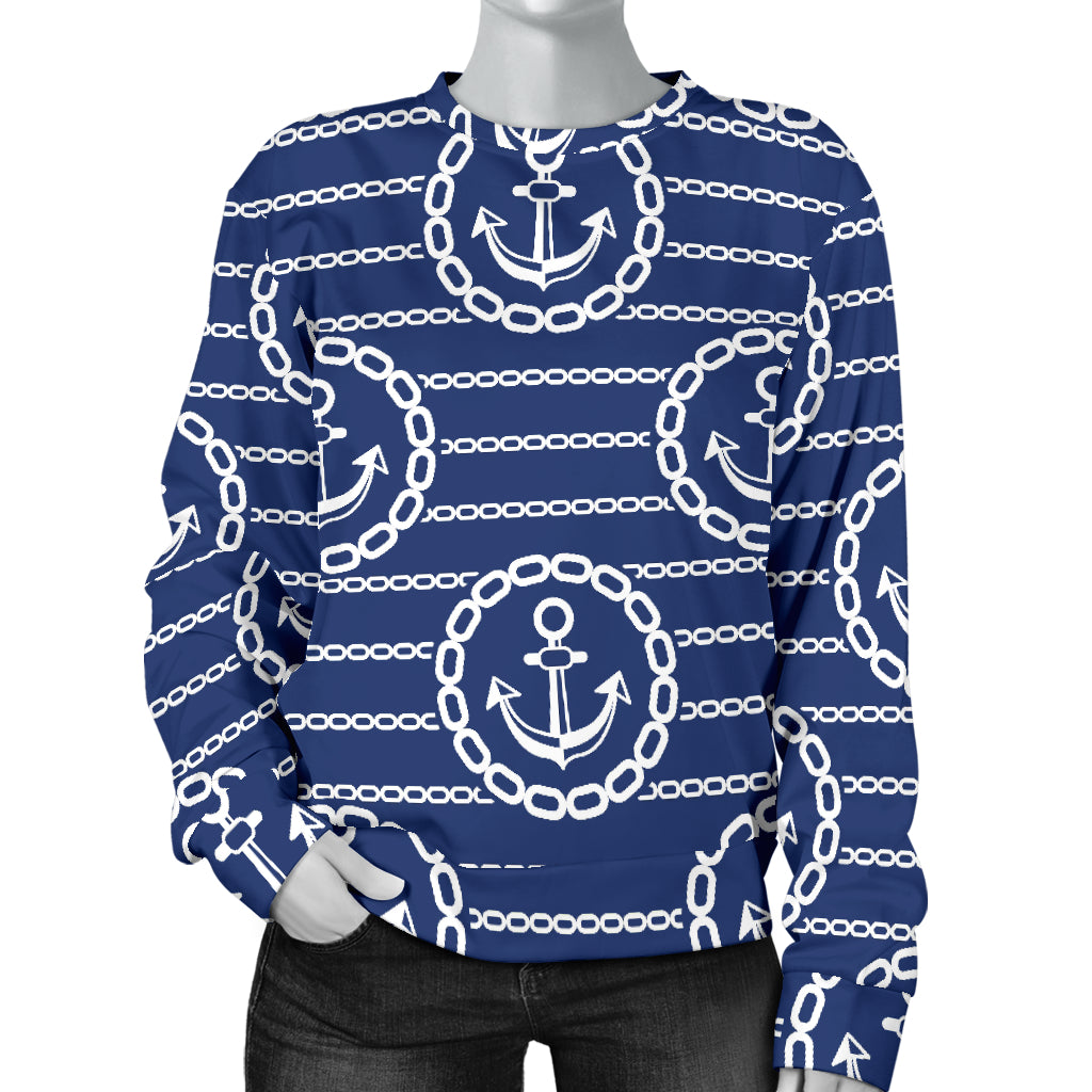 Anchor Stripe Pattern Women Long Sleeve Sweatshirt