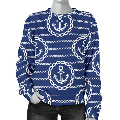 Anchor Stripe Pattern Women Long Sleeve Sweatshirt