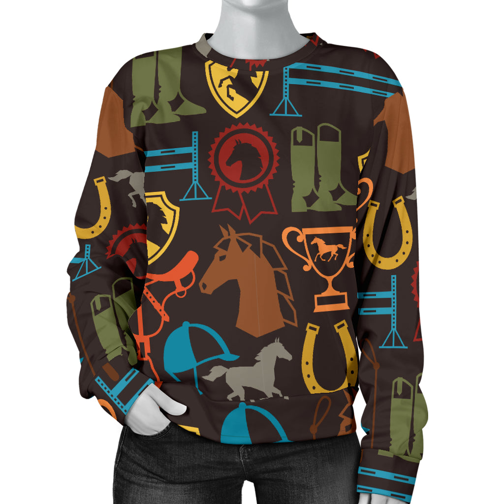 Equestrian Equipment Horse Colorful Women Long Sleeve Sweatshirt