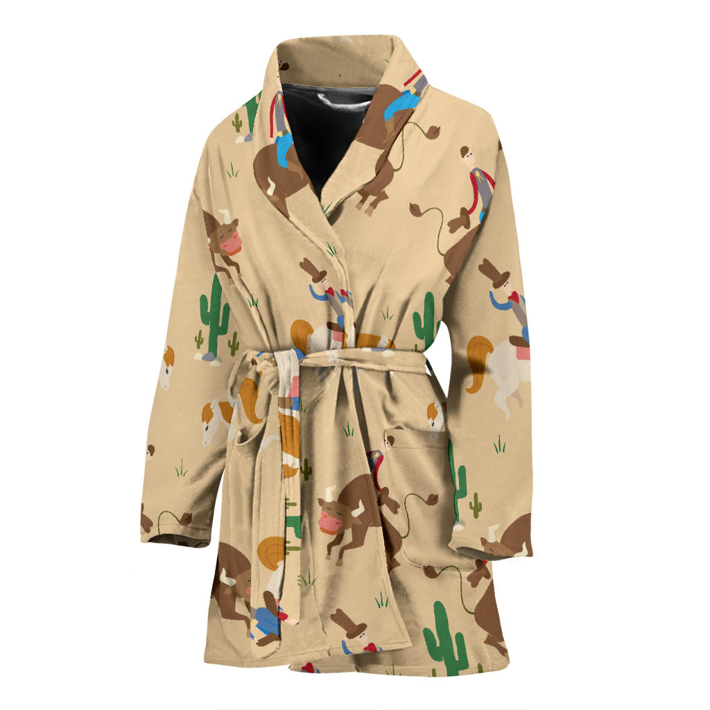 Rodeo Pattern Print Design A02 Women Bathrobe