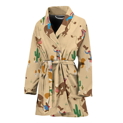 Rodeo Pattern Print Design A02 Women Bathrobe
