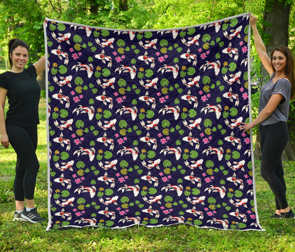 Koi Carp Pattern Design Themed Print Quilt Bedspread