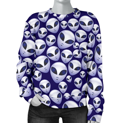 Alien Head Extraterrestrial Women Long Sleeve Sweatshirt