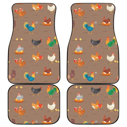 Chicken Happy Print Pattern Car Floor Mats Front Back