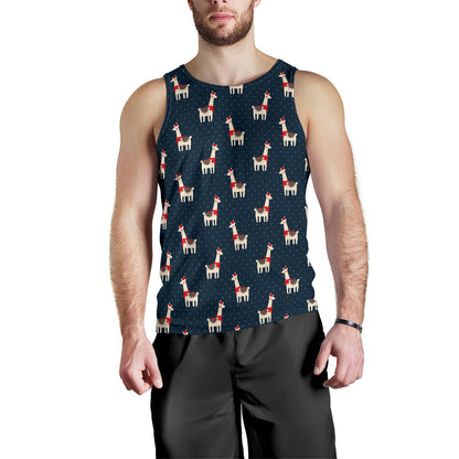 Llama with Polka Dot Themed Print Men Tank Top