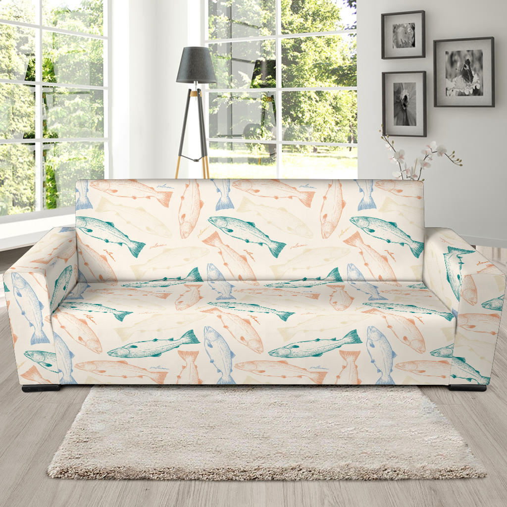 Salmon Fish Print Design LKS305 Sofa Slipcover
