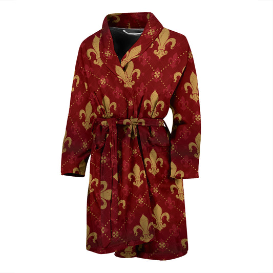 Fleur De Lis Print Design LKS401 Men Bathrobe