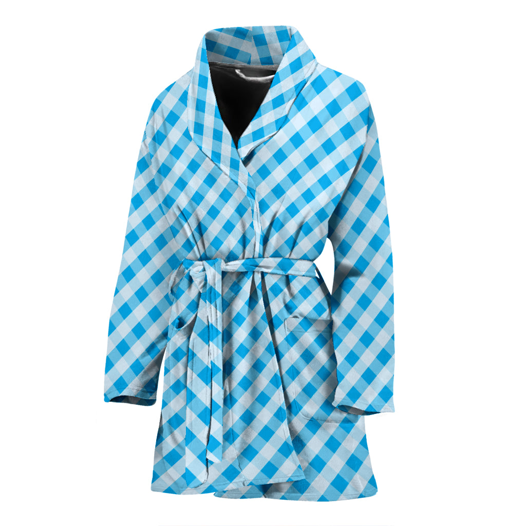 Gingham Print Design LKS401 Women Bathrobe