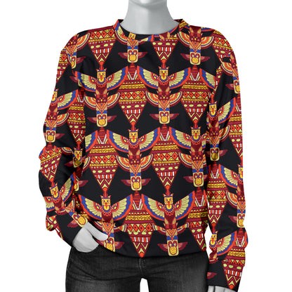 Totem Pole Print Women Long Sleeve Sweatshirt
