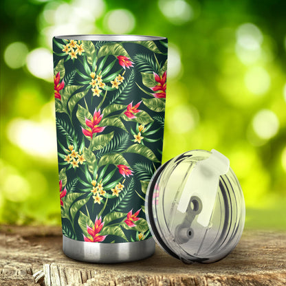 Tropical Folower Red Heliconia Print Tumbler