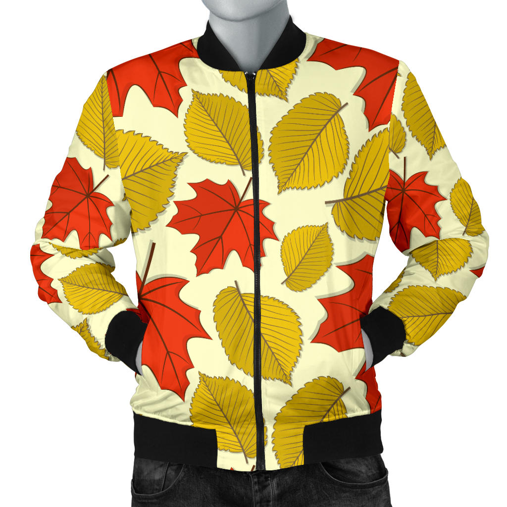 Elm Maple Leave Print Pattern Men Bomber Jacket