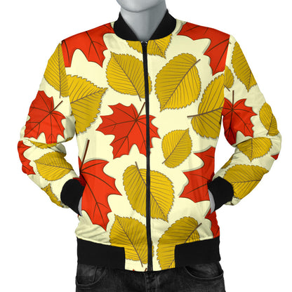 Elm Maple Leave Print Pattern Men Bomber Jacket