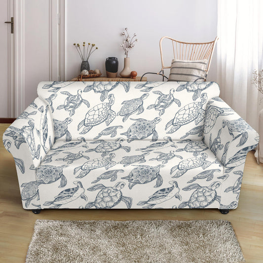 Sea Turtle Print Design LKS304 Loveseat Couch Slipcover