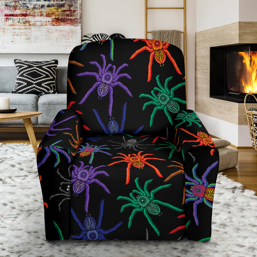 Tarantula Neon Color Pattern Print Design 03 Recliner Slipcover with Pocket