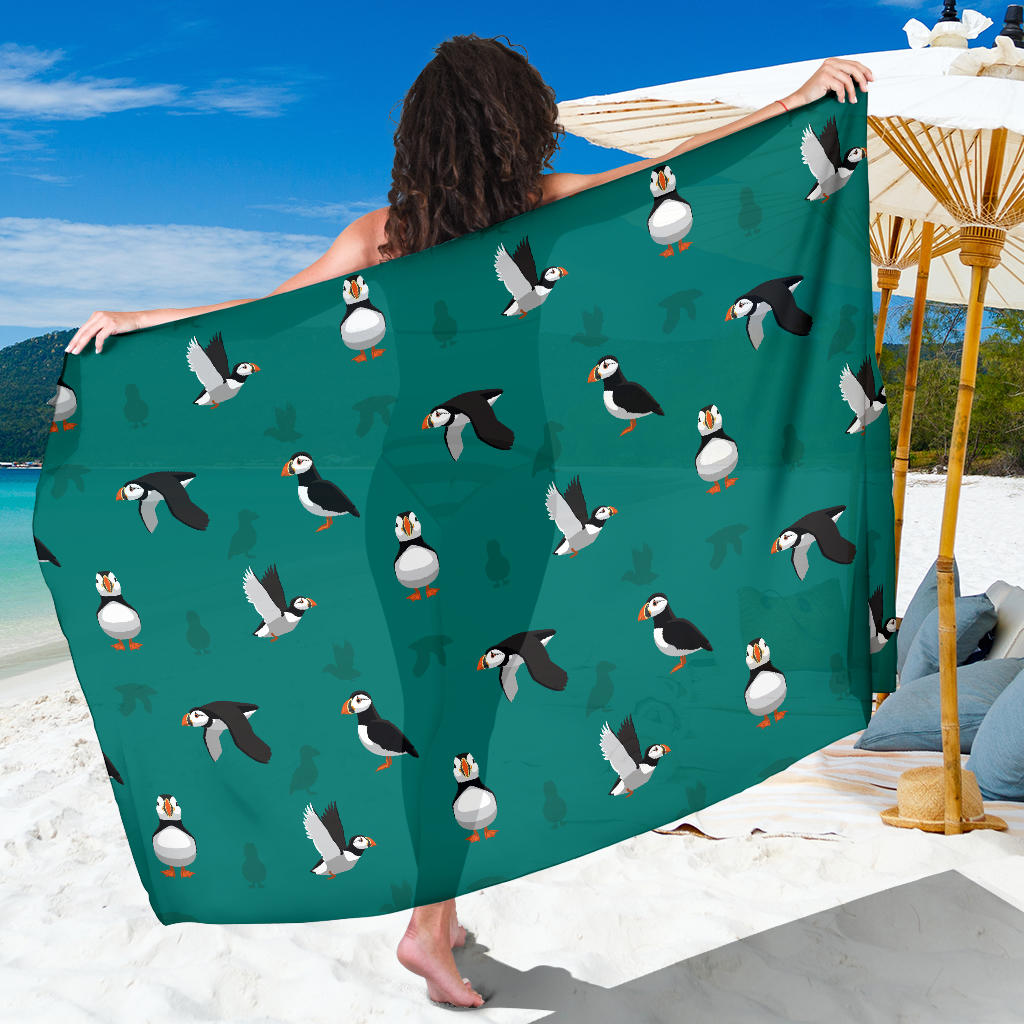 Puffin Pattern Print Design A02 Sarong Pareo Wrap