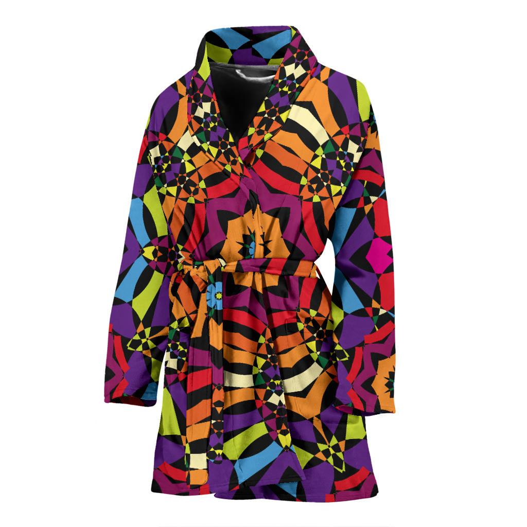 Kaleidoscope Pattern Print Design 01 Women Bathrobe