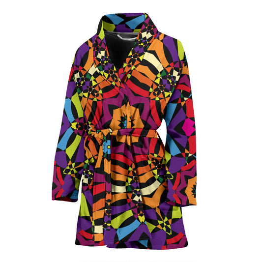 Kaleidoscope Pattern Print Design 01 Women Bathrobe