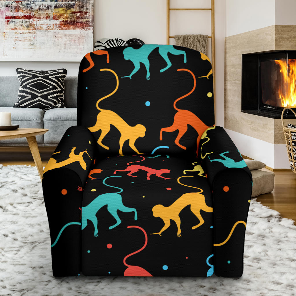 Monkey Pattern Print Design 01 Recliner Slipcover with Pocket