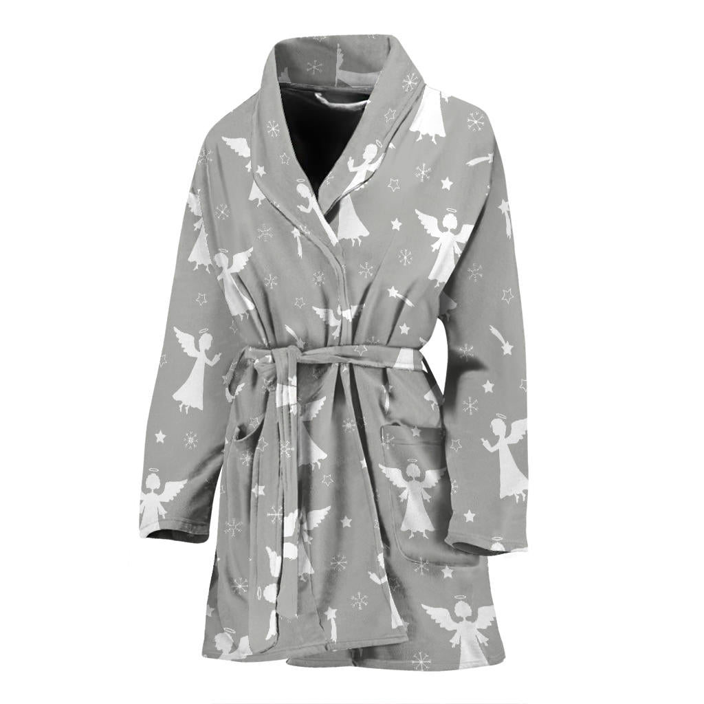 Angel Pattern Print Design 03 Women Bathrobe