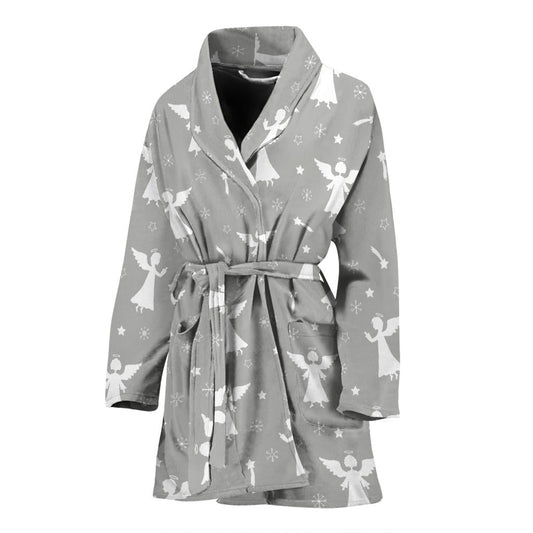 Angel Pattern Print Design 03 Women Bathrobe