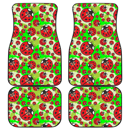 Ladybug with Leaf Print Pattern Car Floor Mats Front Back