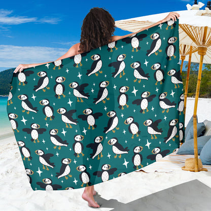 Puffin Pattern Print Design A05 Sarong Pareo Wrap