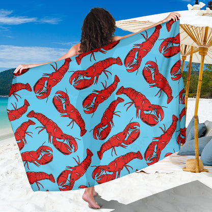 Lobster Red Pattern Print Design 03 Sarong Pareo Wrap
