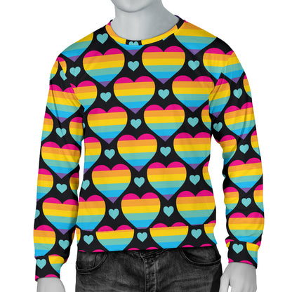 Rainbow Heart Print Pattern Men Long Sleeve Sweatshirt