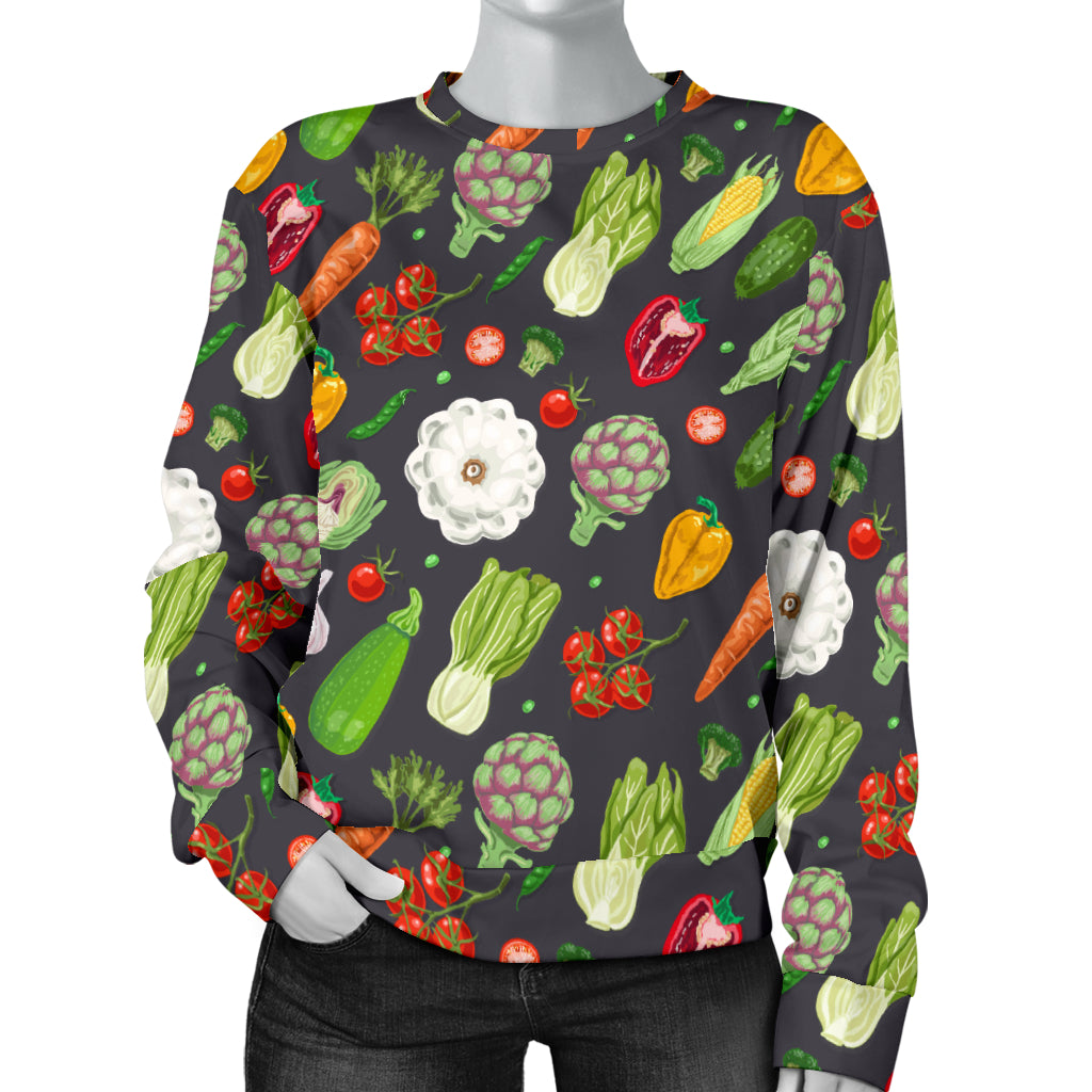 Vegan Pattern Themed Design Print Women Long Sleeve Sweatshirt
