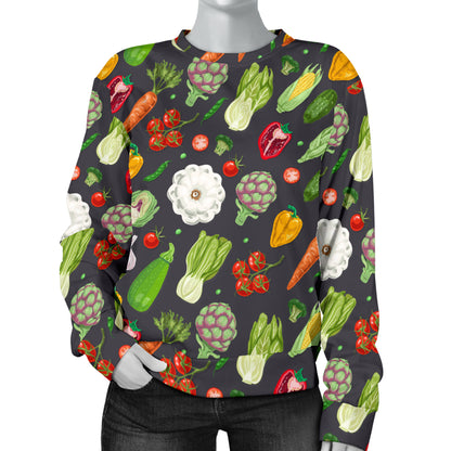 Vegan Pattern Themed Design Print Women Long Sleeve Sweatshirt