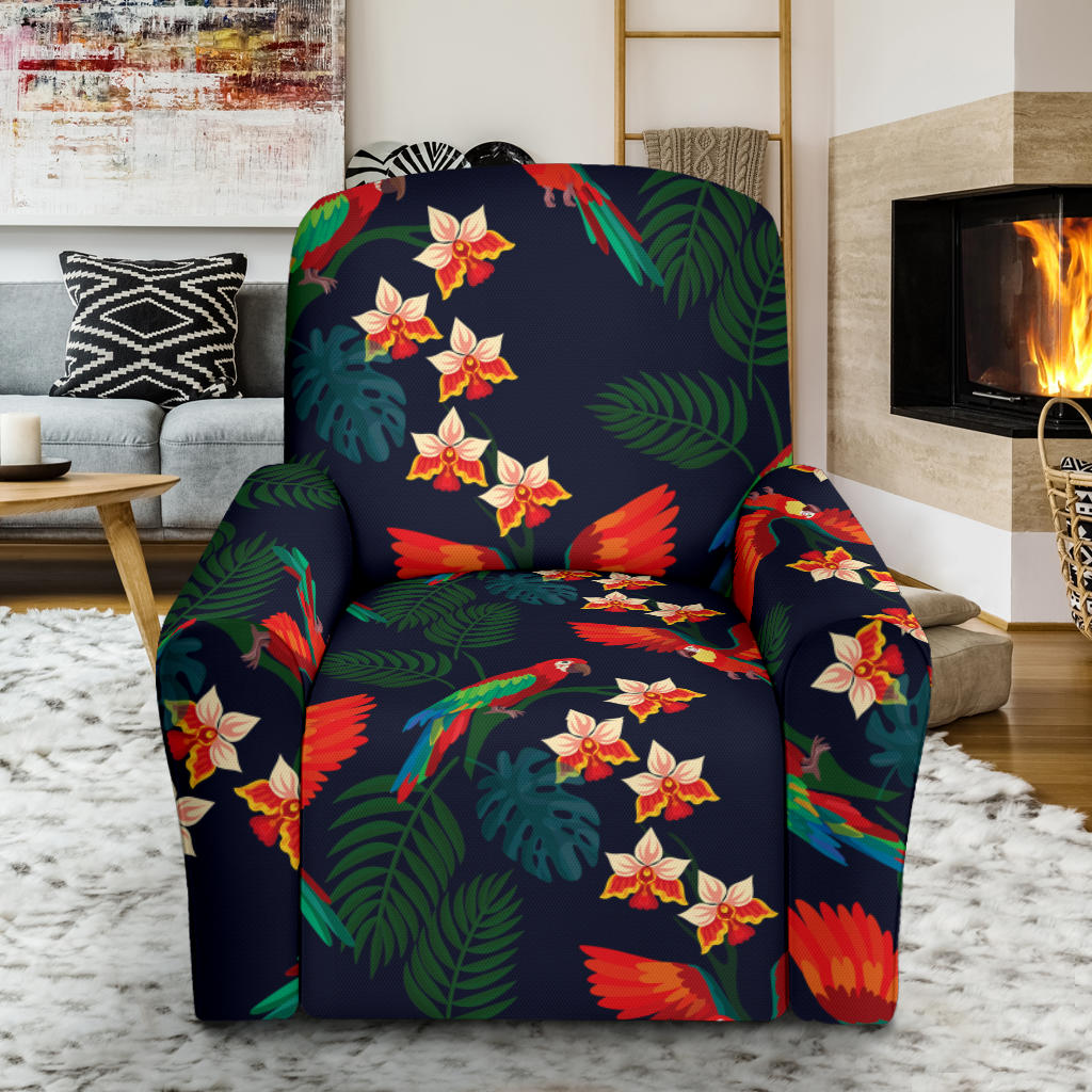Macaw Pattern Print Design 02 Recliner Slipcover with Pocket
