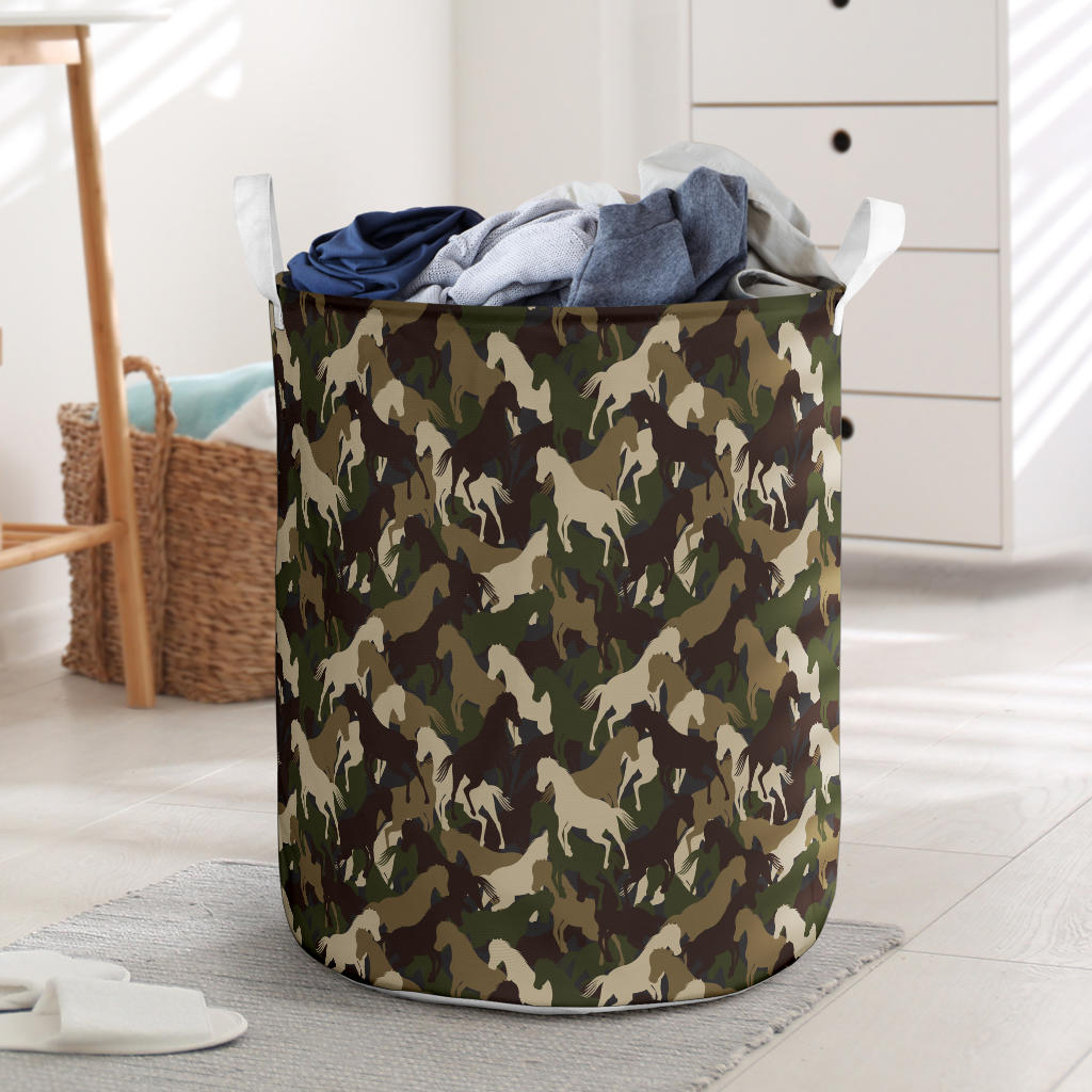 Horse Camo Themed Design Print Laundry Basket