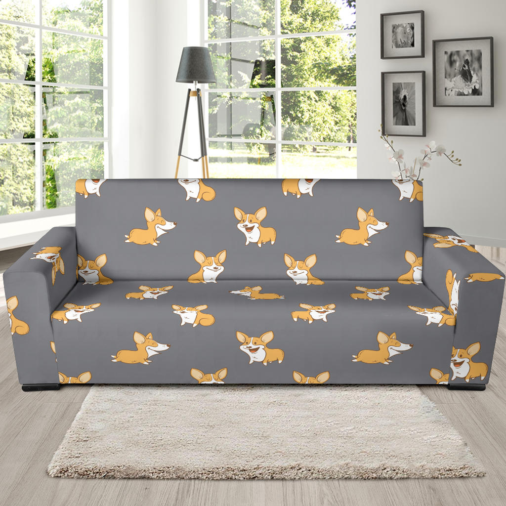 Pembroke Welsh Corgis Pattern Print Design A02 Sofa Slipcover