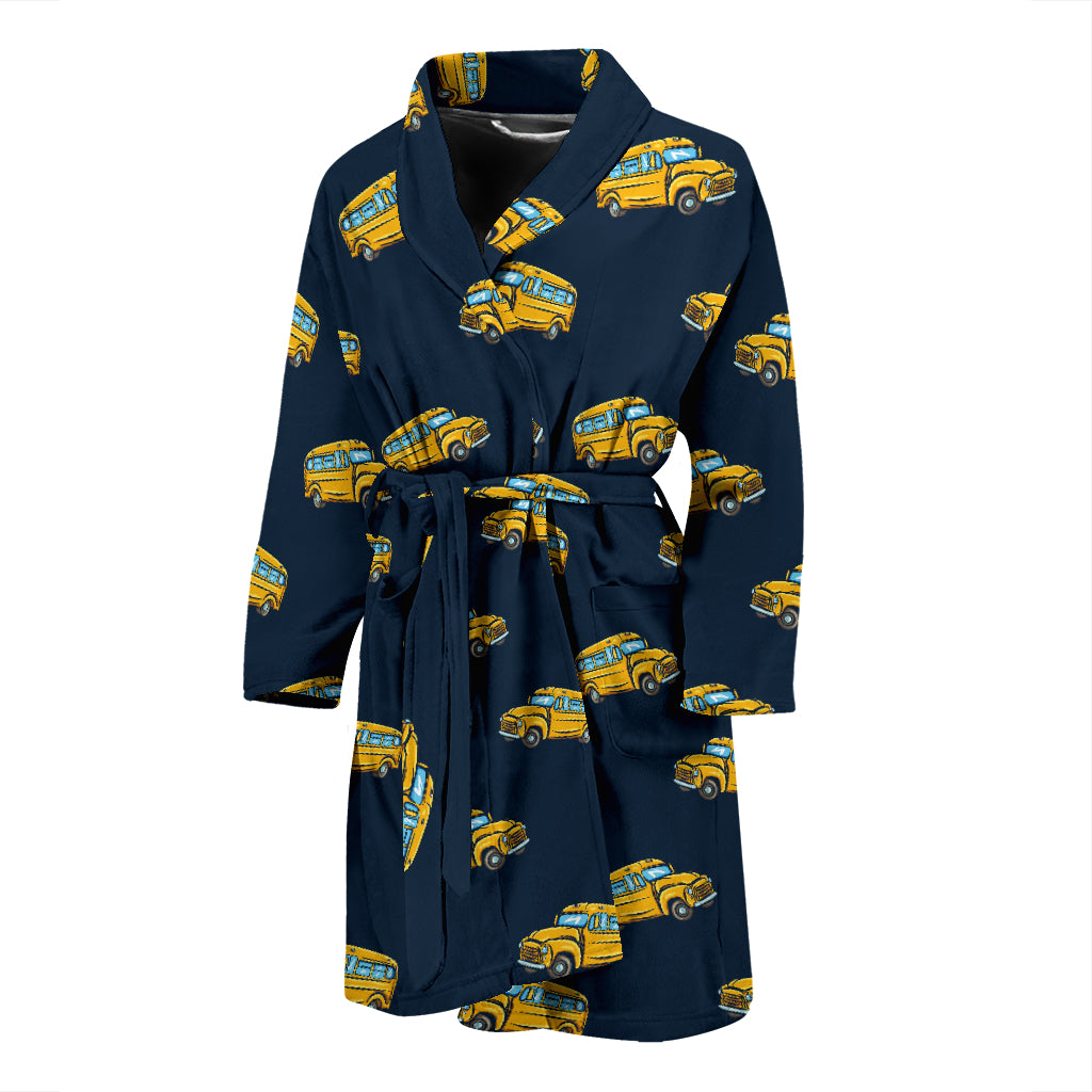 School Bus Print Design LKS304 Men Bathrobe