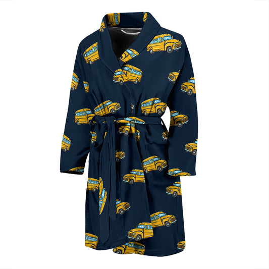 School Bus Print Design LKS304 Men Bathrobe