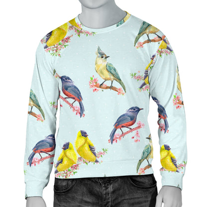 Bird Sweet Themed Print Pattern Men Long Sleeve Sweatshirt