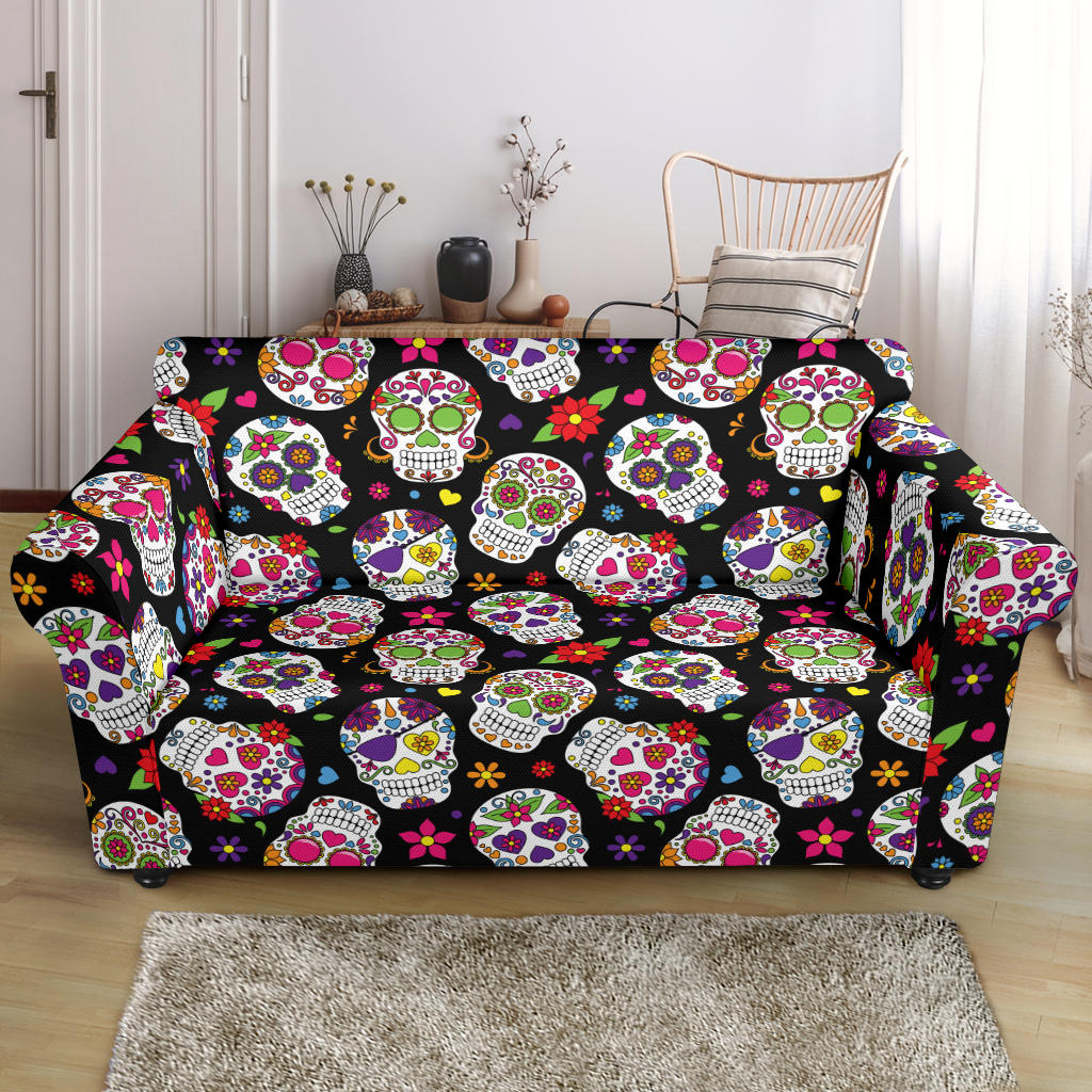 Sugar Skull Print Design LKS302 Loveseat Couch Slipcover