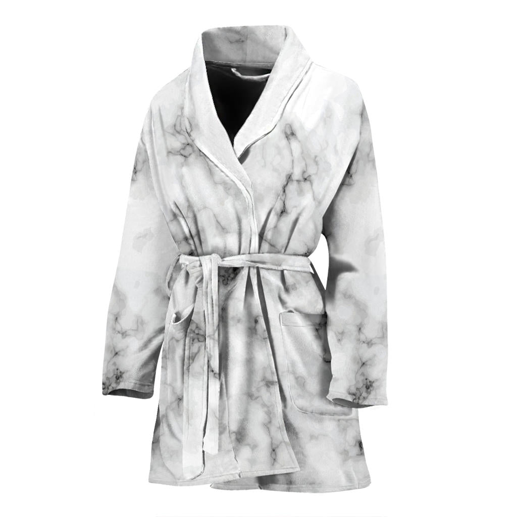 Marble Pattern Print Design 01 Women Bathrobe