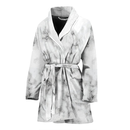 Marble Pattern Print Design 01 Women Bathrobe
