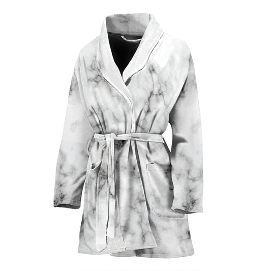 Marble Pattern Print Design 01 Women Bathrobe